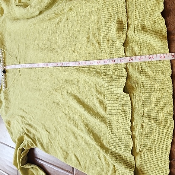 Eileen Fisher V Neck 3/4 Sleeve Green Organic Coton Linen Shirt 2X - Picture 9 of 9